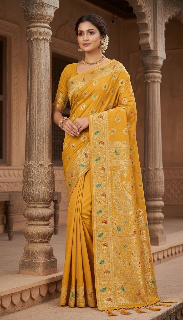 OWLSKY, SASSY & STYLO Women’s Patola Silk Saree with Unstitched Blouse | Woven Ethnic Design | Dual Tone Traditional Saree | Festive, Casual & Office Wear