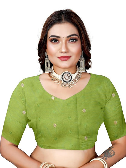 Owlsky Women’s Kanjivaram Silk Saree with Beautiful Paithani Rich Pallu | Design Work Zari Woven Kanjivaram Silk Style Saree With Soft Lichi Silk Blouse Olive Green