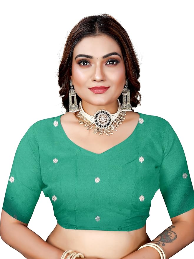 Owlsky Women’s Kanjivaram Silk Saree with Beautiful Paithani Rich Pallu | Design Work Zari Woven Kanjivaram Silk Style Saree With Soft Lichi Silk Blouse Sea Green