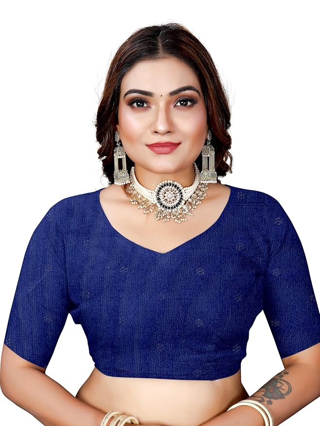 Owl Sky Women's Kanjivaram Soft Lichi Silk Saree with Silver Zari Floral Weave | With Unstiched Blouse Piece | Elegant Lightweight Indian Ethnic Sari | Royal Blue