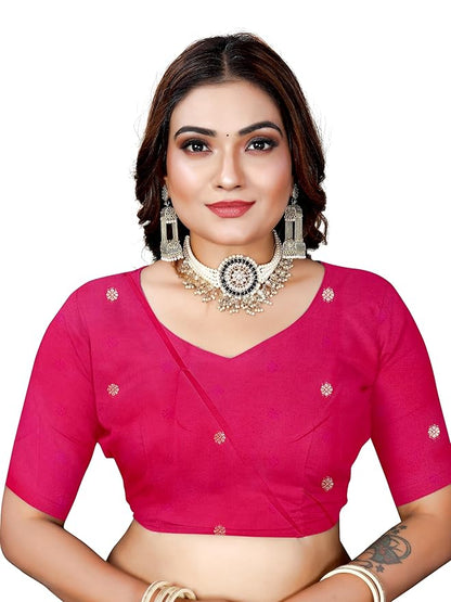 Owlsky Women’s Kanjivaram Silk Saree with Beautiful Paithani Rich Pallu | Design Work Zari Woven Kanjivaram Silk Style Saree With Soft Lichi Silk Blouse Rani Pink