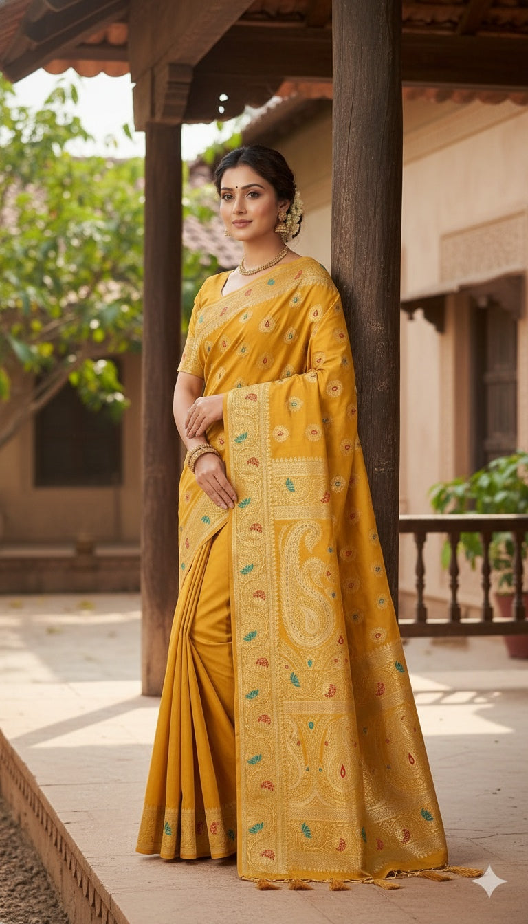 OWLSKY, SASSY & STYLO Women’s Patola Silk Saree with Unstitched Blouse | Woven Ethnic Design | Dual Tone Traditional Saree | Festive, Casual & Office Wear