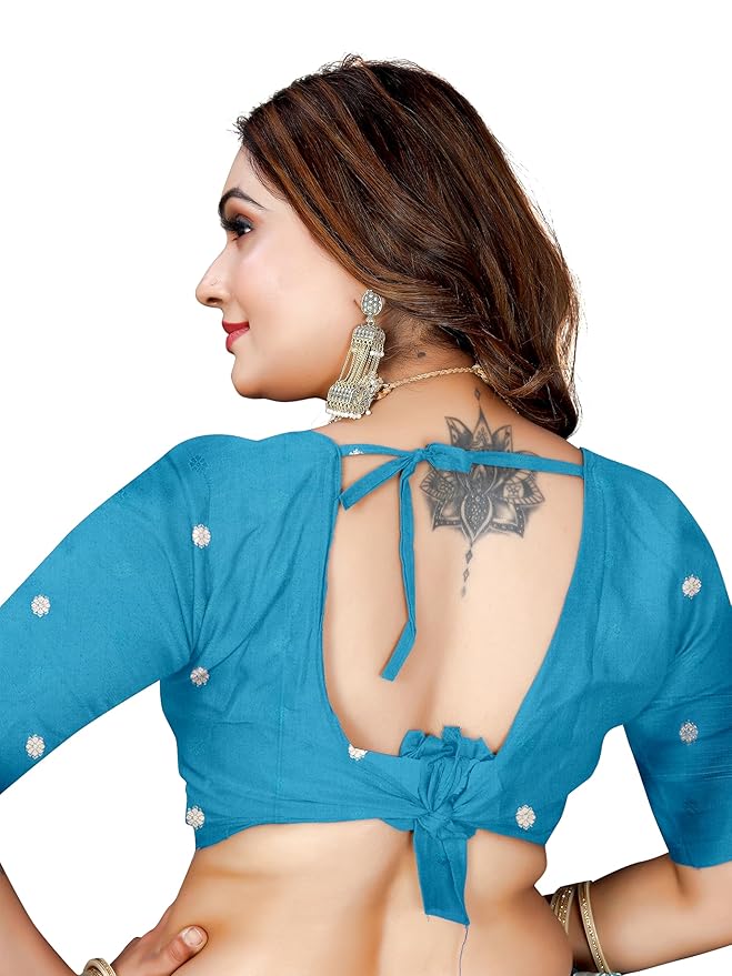 Owlsky Women’s Kanjivaram Silk Saree with Beautiful Paithani Rich Pallu | Design Work Zari Woven Kanjivaram Silk Style Saree With Soft Lichi Silk Blouse Sky Blue