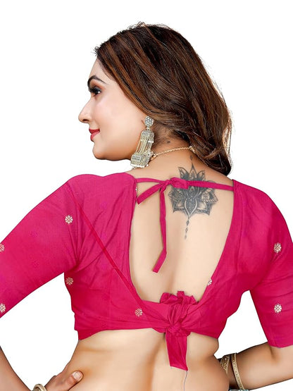 Owlsky Women’s Kanjivaram Silk Saree with Beautiful Paithani Rich Pallu | Design Work Zari Woven Kanjivaram Silk Style Saree With Soft Lichi Silk Blouse Rani Pink