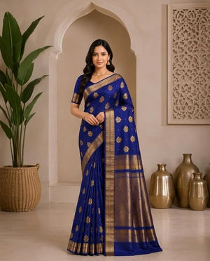 Royal Blue With Gold Zari