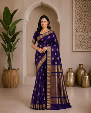 Royal Purple With Gold Zari