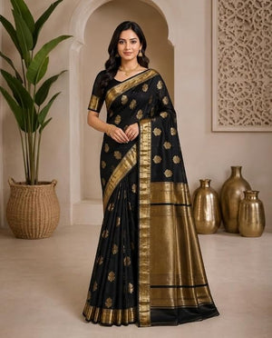 Black With Gold Zari
