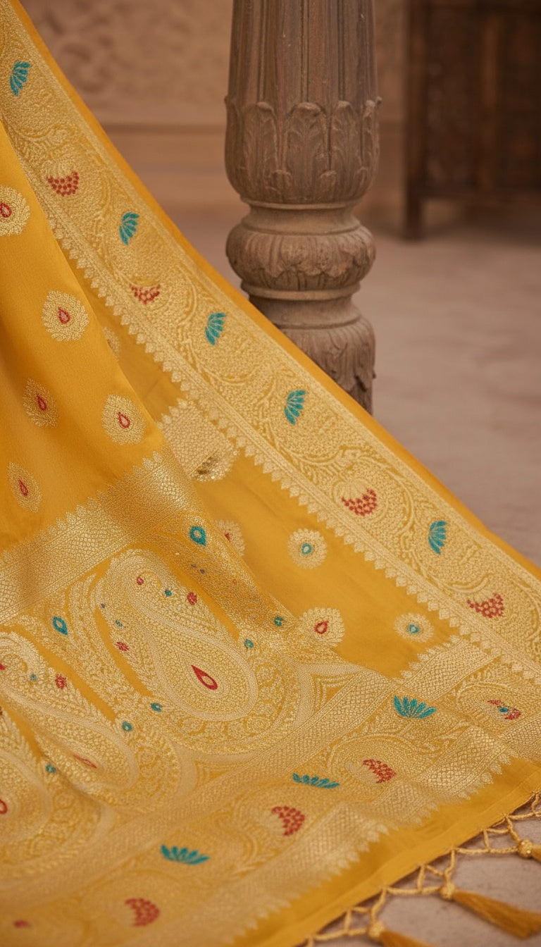 OWLSKY, SASSY & STYLO Women’s Patola Silk Saree with Unstitched Blouse | Woven Ethnic Design | Dual Tone Traditional Saree | Festive, Casual & Office Wear