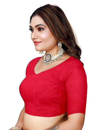 Owl Sky Women's Kanjivaram Soft Lichi Silk Saree with Silver Zari Floral Weave | With Unstiched Blouse Piece | Elegant Lightweight Indian Ethnic Sari | Red