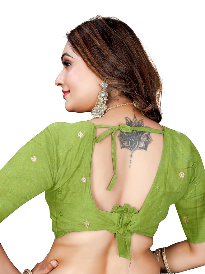 Owlsky Women’s Kanjivaram Silk Saree with Beautiful Paithani Rich Pallu | Design Work Zari Woven Kanjivaram Silk Style Saree With Soft Lichi Silk Blouse Olive Green