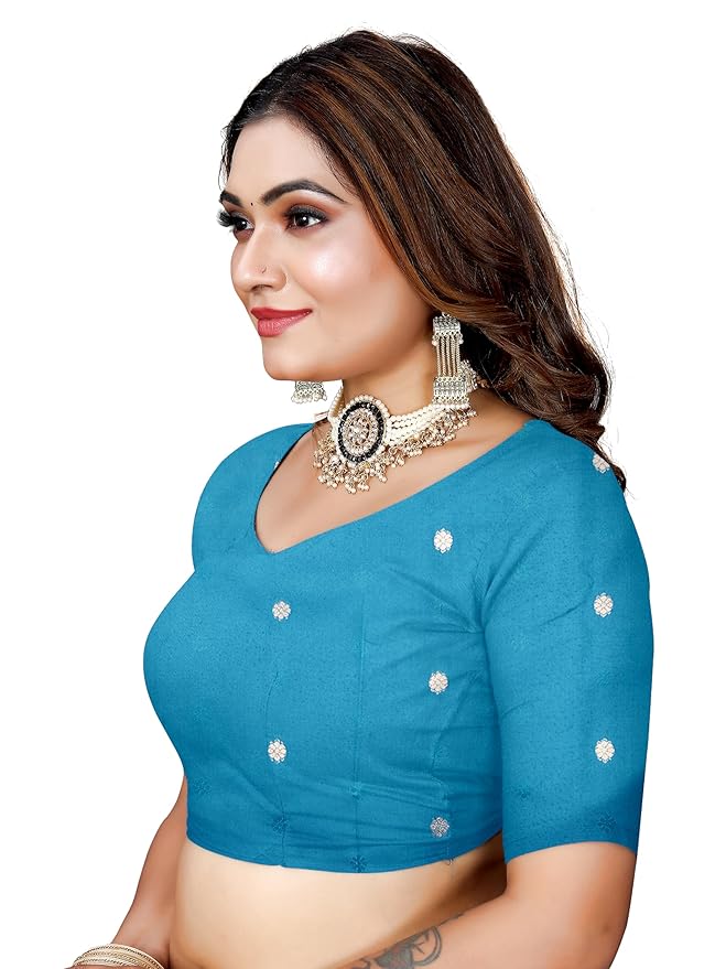 Owlsky Women’s Kanjivaram Silk Saree with Beautiful Paithani Rich Pallu | Design Work Zari Woven Kanjivaram Silk Style Saree With Soft Lichi Silk Blouse Sky Blue