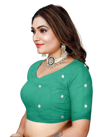 Owlsky Women’s Kanjivaram Silk Saree with Beautiful Paithani Rich Pallu | Design Work Zari Woven Kanjivaram Silk Style Saree With Soft Lichi Silk Blouse Sea Green