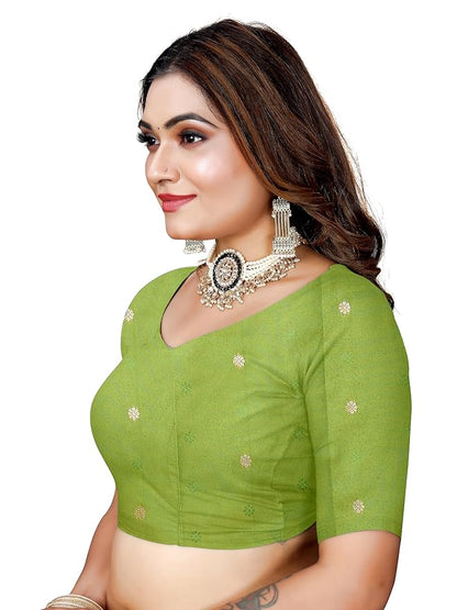 Owlsky Women’s Kanjivaram Silk Saree with Beautiful Paithani Rich Pallu | Design Work Zari Woven Kanjivaram Silk Style Saree With Soft Lichi Silk Blouse Olive Green