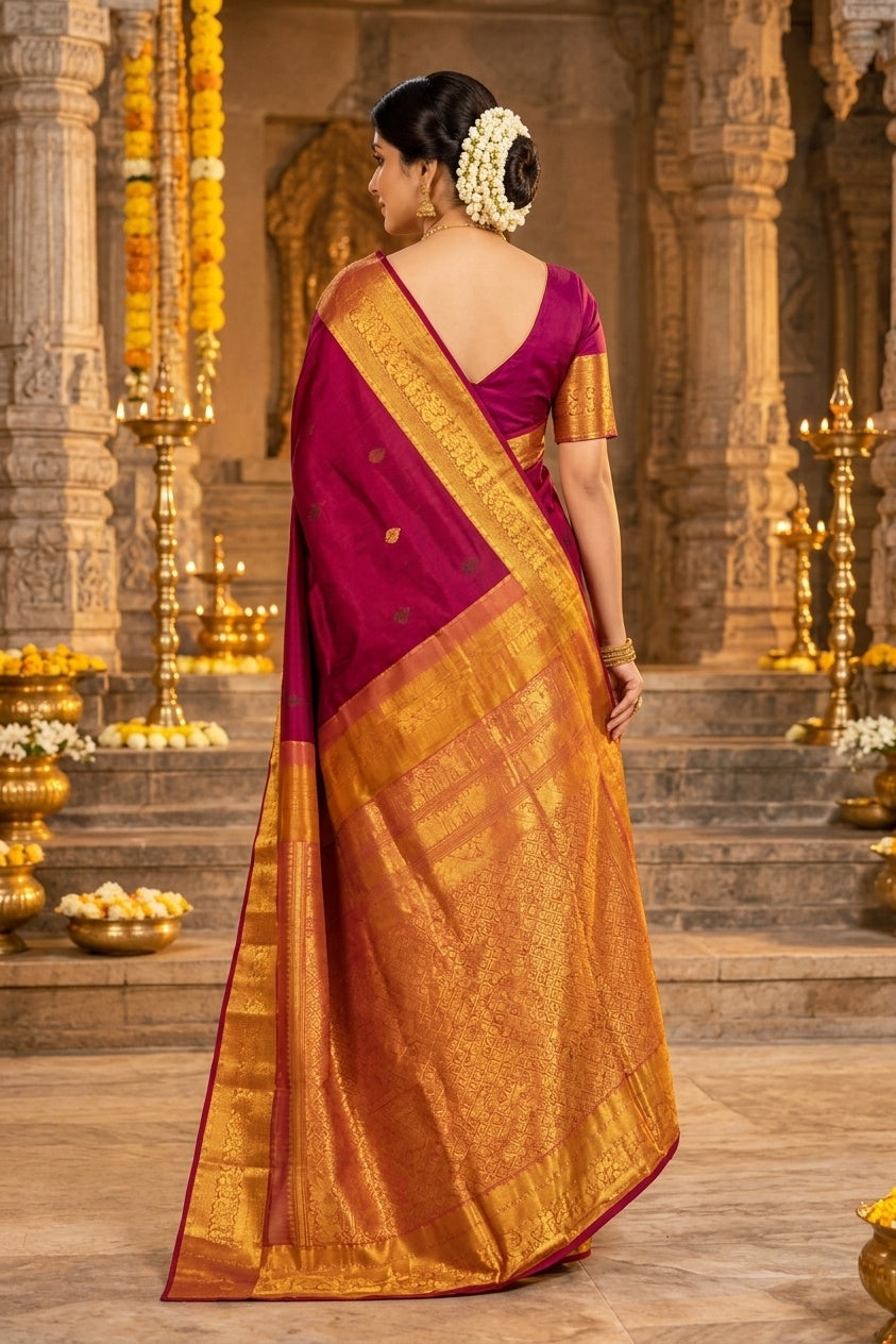 Owlsky Pure Handloom Kanchipuram silk saree