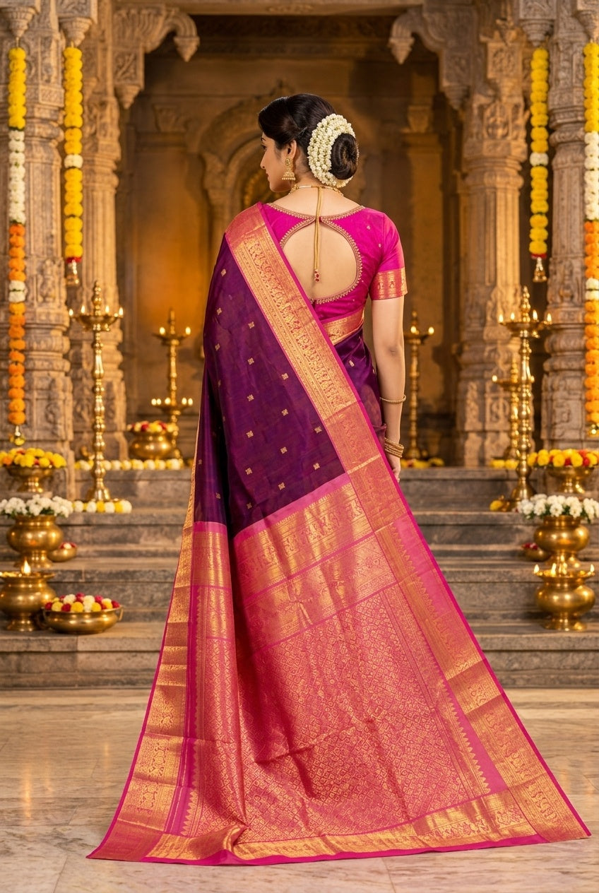 Owlsky Pure Handloom Kanchipuram Silk Saree