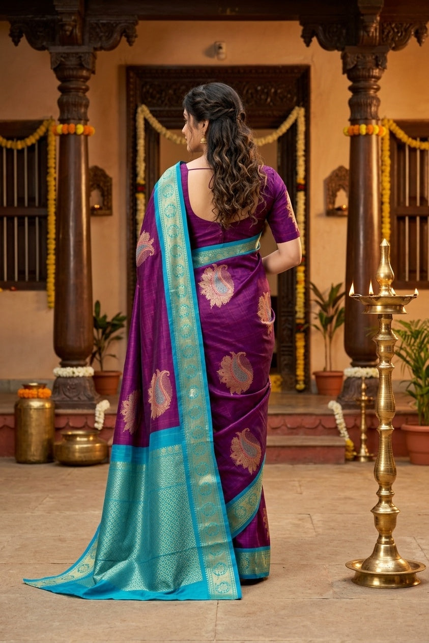 Purple With Turquoise Blue Border