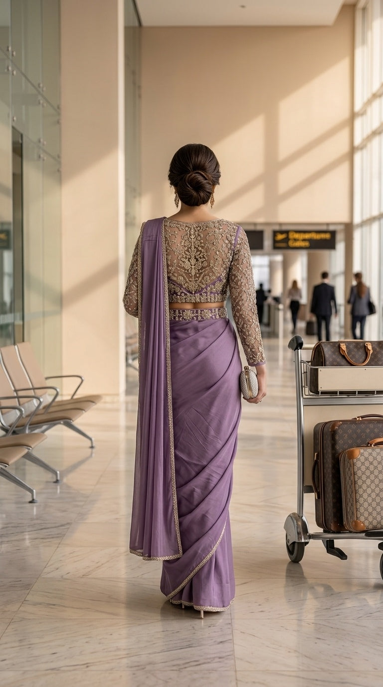 Lavender with Silver Embroidery
