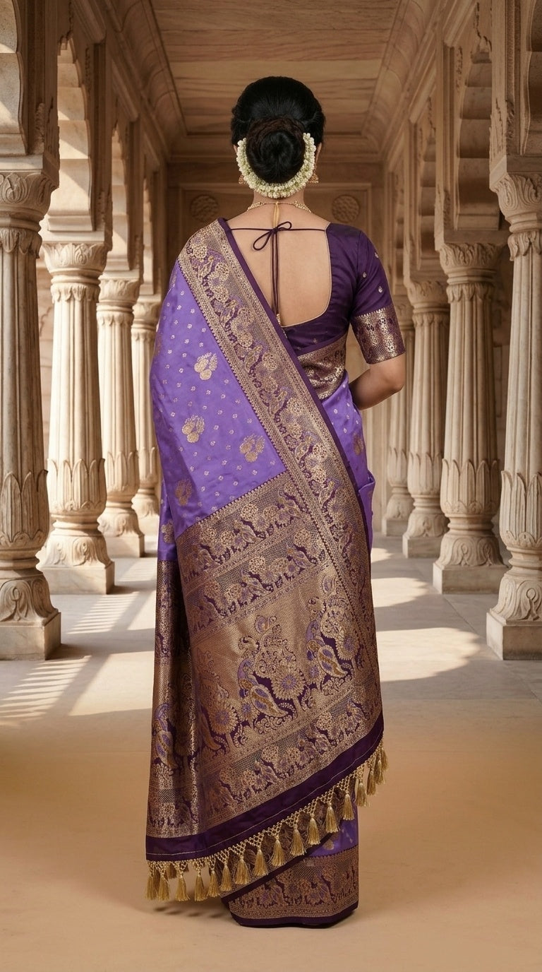 Premium Soft Paithani Silk Saree for Women with Meenakari Zari Weaving, Peacock Pallu, Rich Floral Border & Brocade Blouse