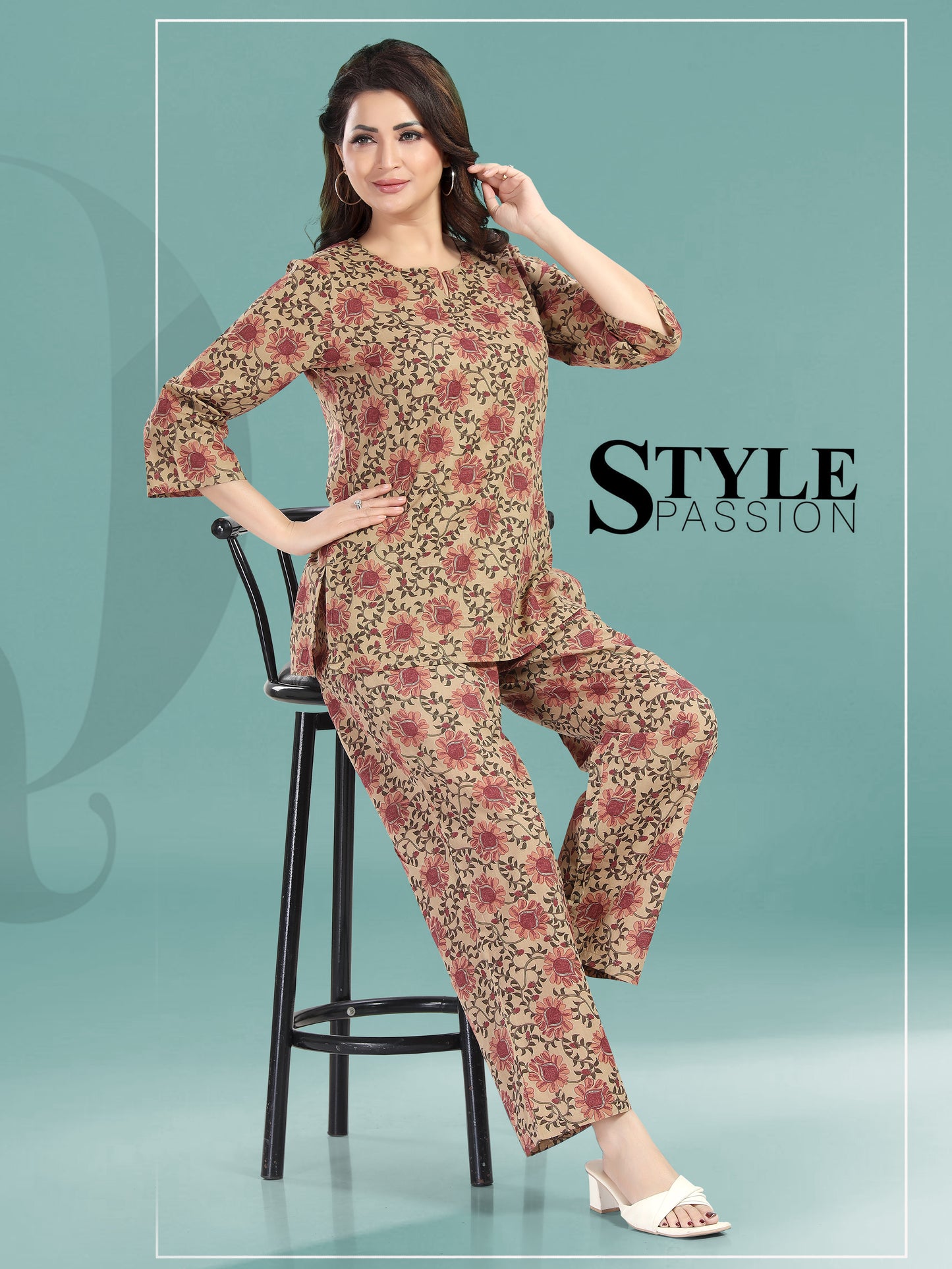 OWLSKY, SASSY & STYLO Women's Printed Cotton Co-Ord Set