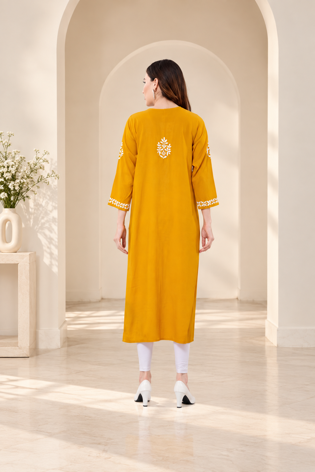Owl Sky Lakhnavi Kurti – Premium Rayon Fabric, Elegant Ethnic Wear Maroon ( Yellow )