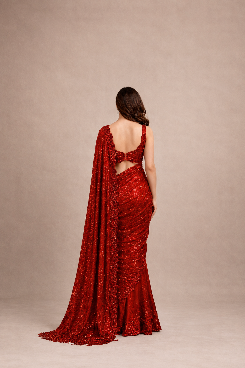 Designer Georgette Saree with Zalar Pallu and Multisequin Embroidered Silk Blouse