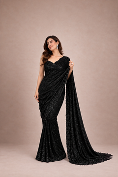Georgette Saree with Heavy Sequinned Embroidery & Zalar Pallu