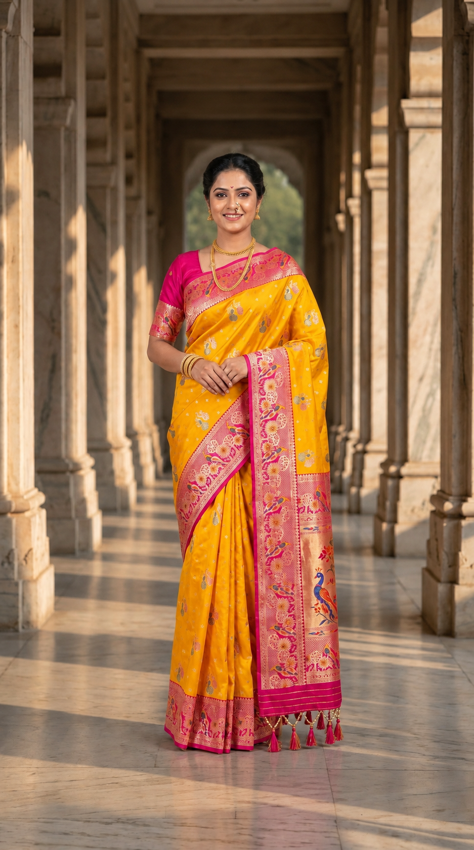 Mustard Yellow & Rani Pink