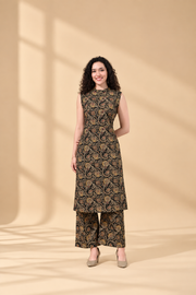 Owlsky Women Black & Gold Ethnic Printed Pure Cotton Co-ord Set