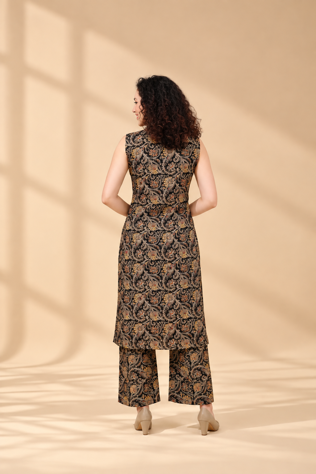 Owlsky Women Black & Gold Ethnic Printed Pure Cotton Co-ord Set