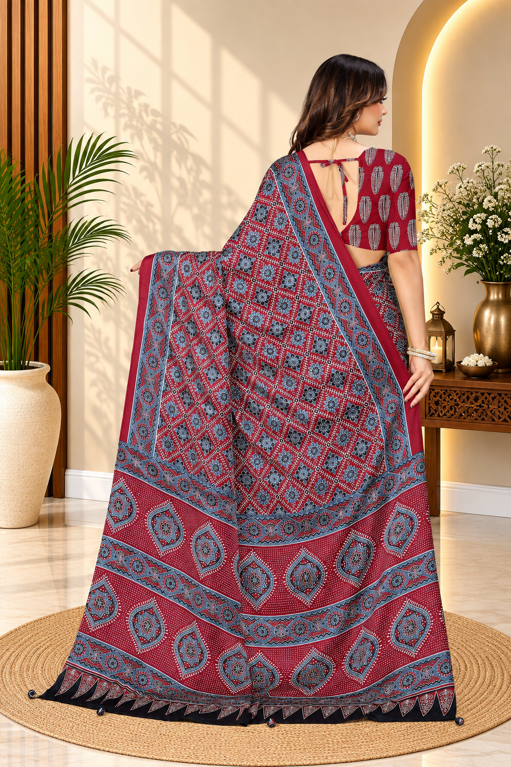 OWLSKY, SASSY & STYLO Womens Japan Satin Saree with Foil Print | Traditional Printed Saree with Unstitched Blouse | Festiv Wear Saree for Women | Ethnic Designer Sadi