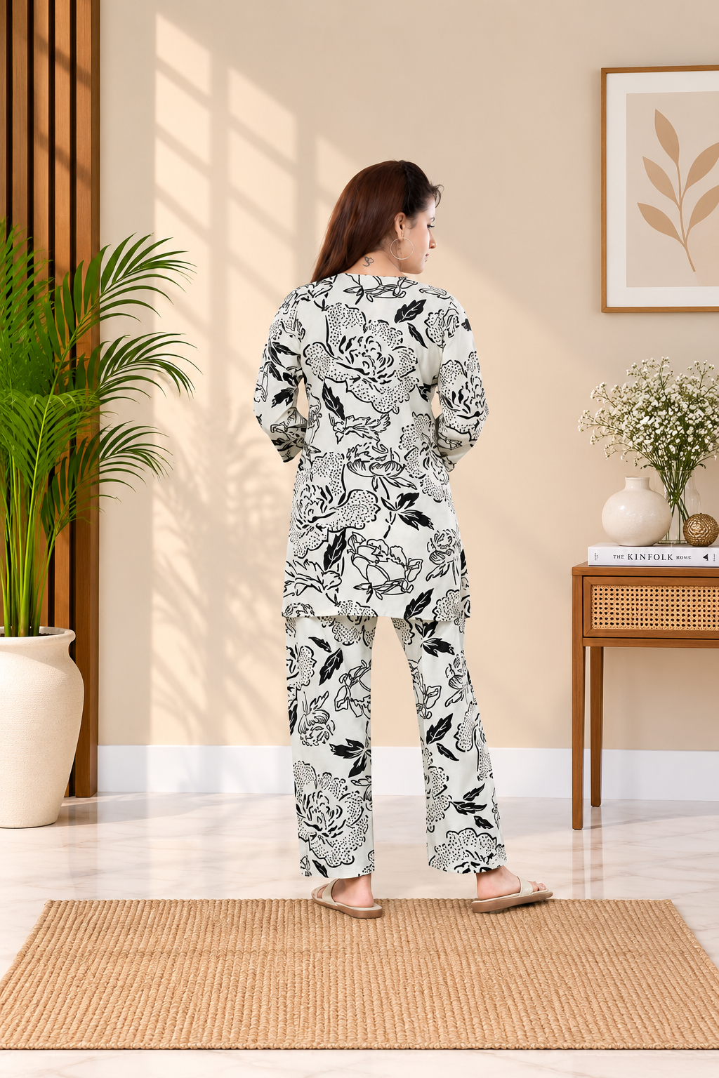 Handcrafted Jaipur Cotton Cord Set Elegant Daily Wear White