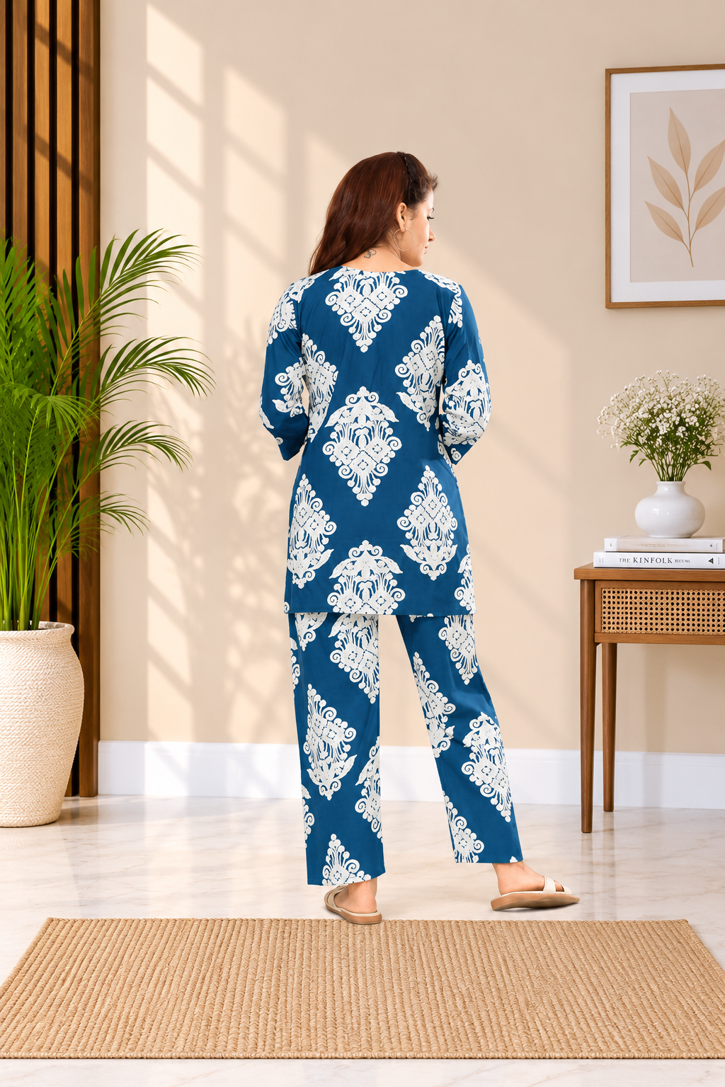 Handcrafted Jaipur Cotton Cord Set Elegant Daily Wear White