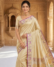 OWLSKY, SASSY & STYLO Women's Handloom Pure Banarasi Silk Saree with Jacquard Woven Floral/Paisley Butti with Rich Contrast Zari Border & Grand Rich Designer Woven Pallu