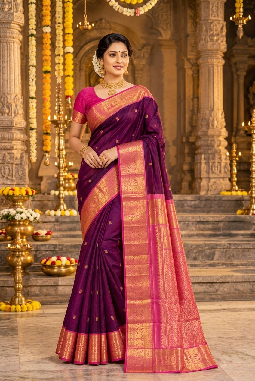 Owlsky Pure Handloom Kanchipuram Silk Saree