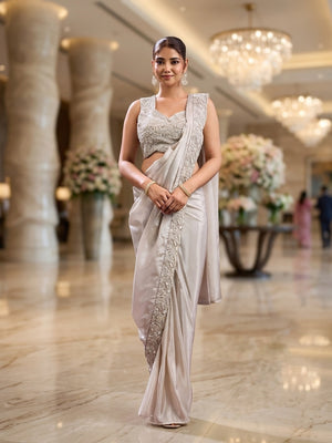 White with Silver Embroidery