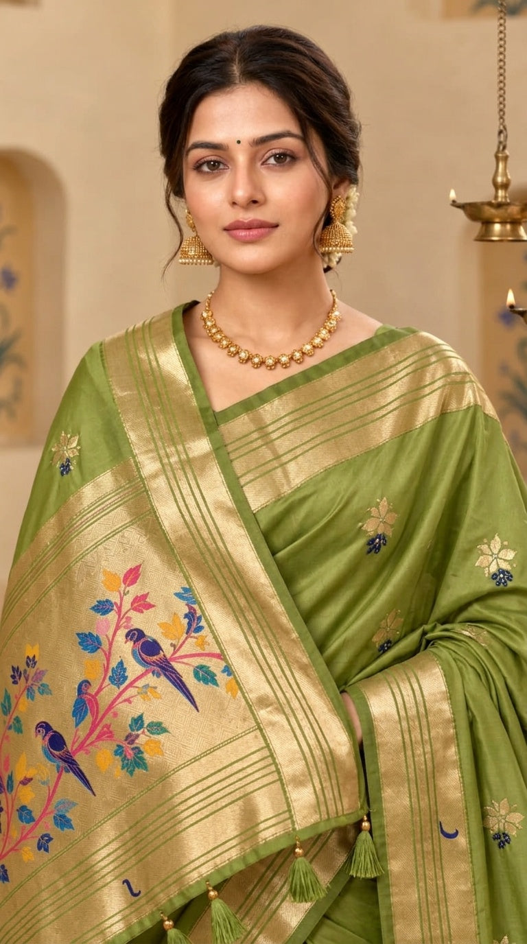 Olive Green & Antique Gold