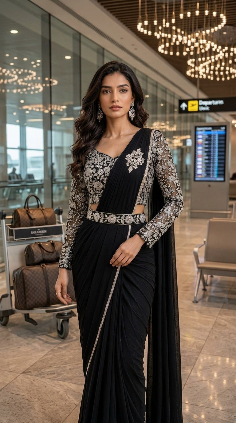 Black With Silver Embroidery