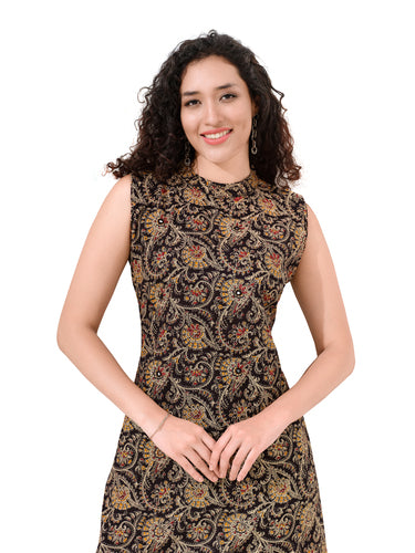 Handcrafted Kalamkari Print Pure Cotton Kurta Set ( With sleeves inside )