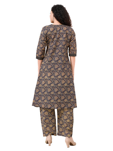Kalamkari Print Pure Cotton V-Neck Co-ord Set