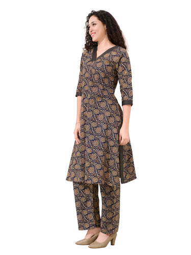 Kalamkari Print Pure Cotton V-Neck Co-ord Set