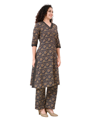 Kalamkari Print Pure Cotton V-Neck Co-ord Set
