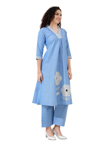 Handcrafted Mirror Work Cotton Cord Set – Comfort & Style