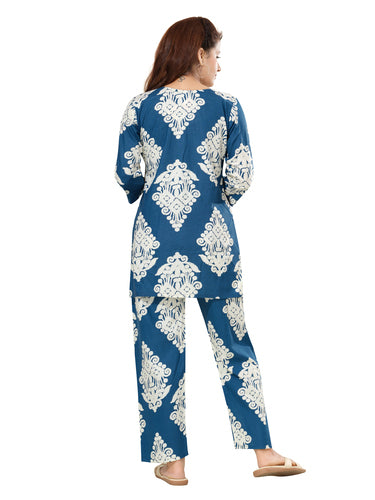 Handcrafted Jaipur Cotton Cord Set Elegant Daily Wear White