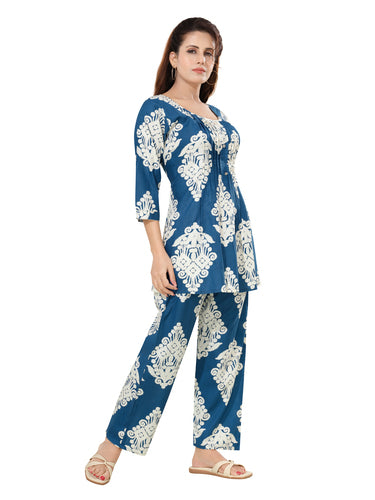 Handcrafted Jaipur Cotton Cord Set Elegant Daily Wear White