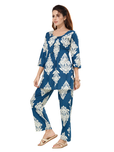 Handcrafted Jaipur Cotton Cord Set Elegant Daily Wear White