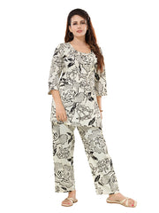 Handcrafted Jaipur Cotton Cord Set Elegant Daily Wear White
