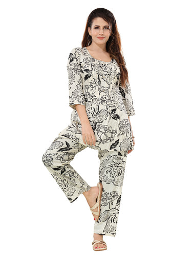 Handcrafted Jaipur Cotton Cord Set Elegant Daily Wear White