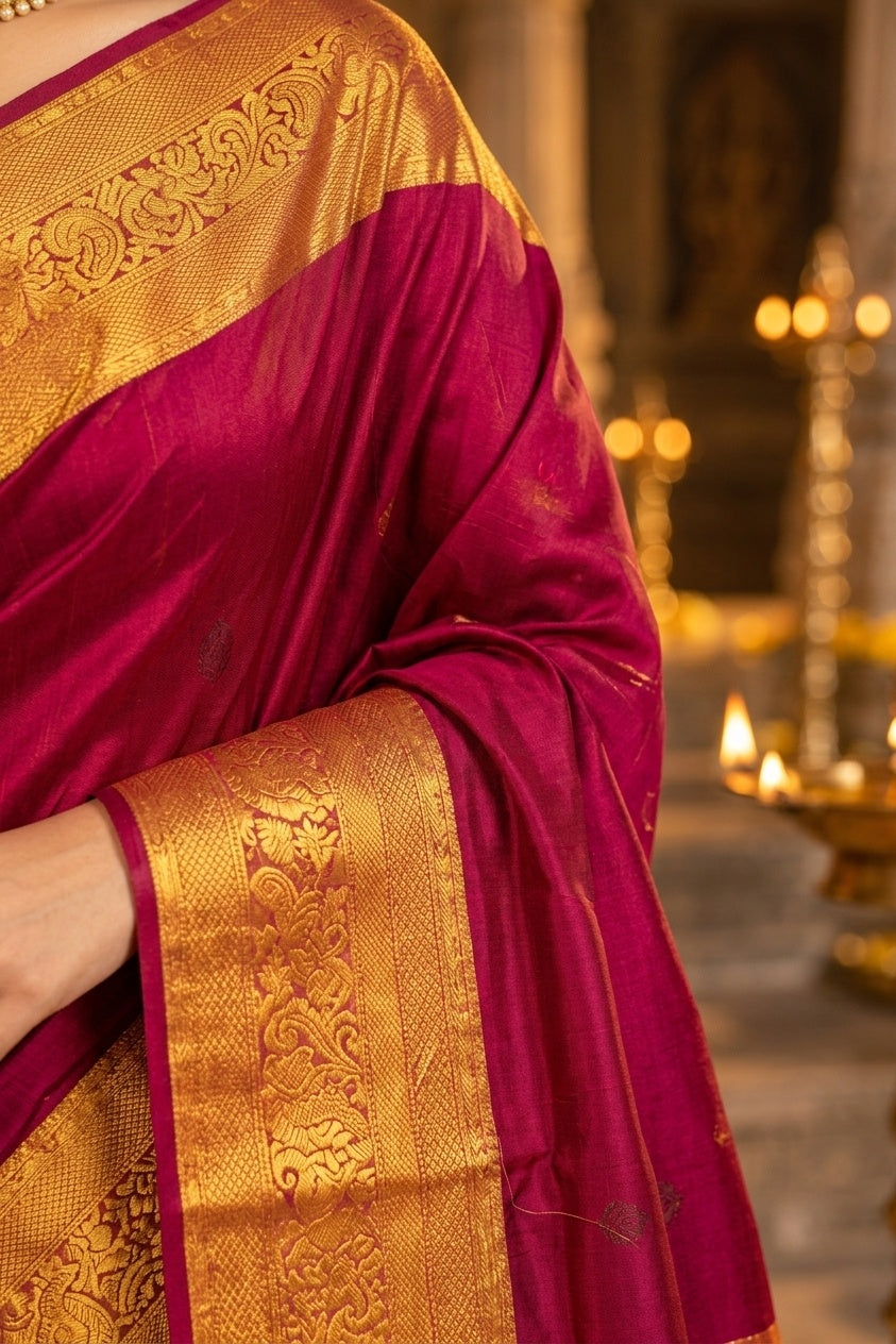Owlsky Pure Handloom Kanchipuram silk saree