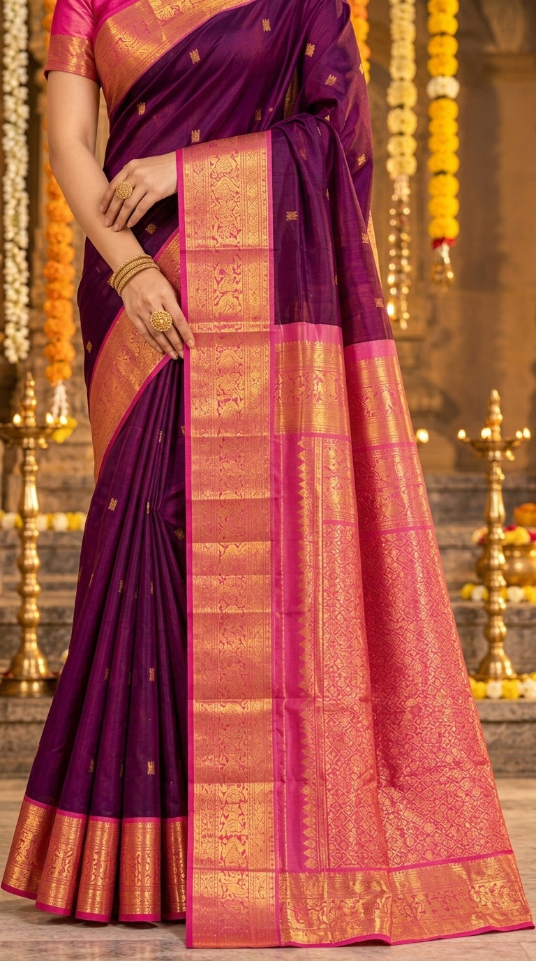 Owlsky Pure Handloom Kanchipuram Silk Saree