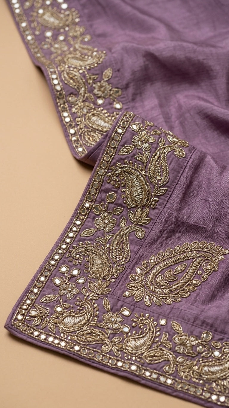 OWLSKY, SASSY & STYLO Women's Ready to Wear Premium Chinnon Saree with Heavy Beads & Embroidery Work Blouse | Pre-Stitched Designer Saree with Embroidered Blouse